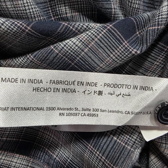 Ariat Shirt Mens Large Blue Gray Plaid Retro Fit Short Sleeve Western Pearl Snap - Picture 11 of 12